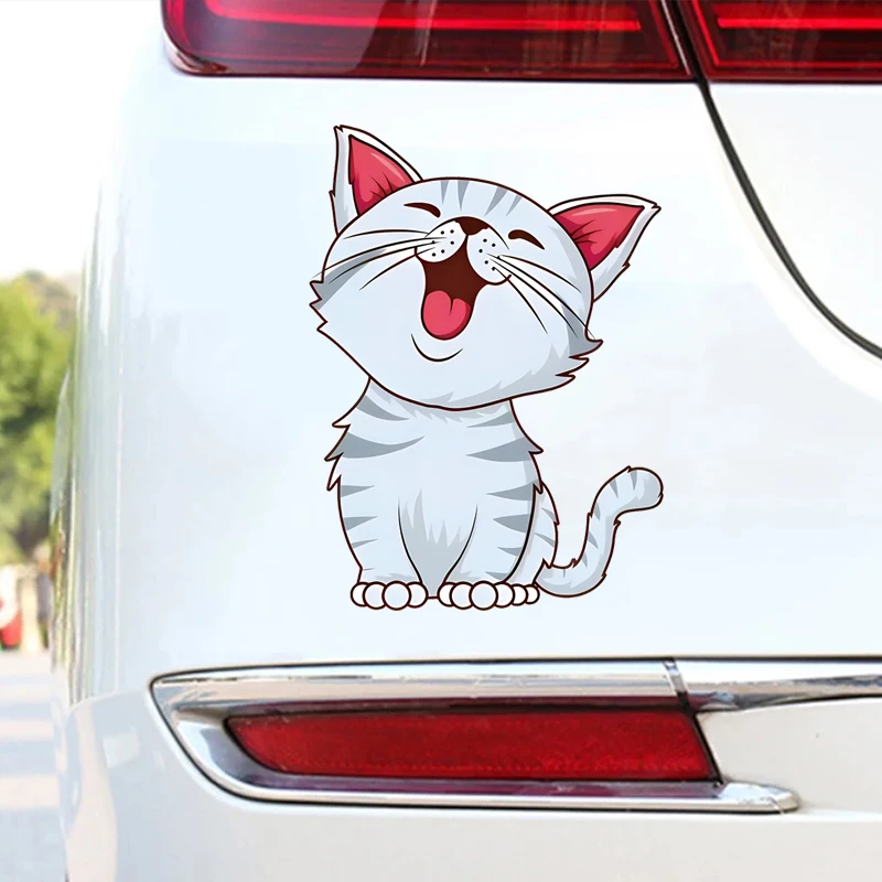 

1pc Cute Lively White Cat Funny Cartoon Matte Waterproof And Scratch-resistant Vinyl Car Decorative Sticker