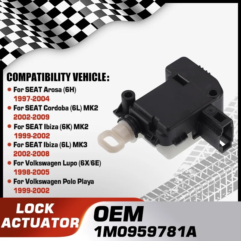 

Car Tailgate Door Lock Actuator For SEAT Arosa 6H SEAT Cordoba 6L SEAT Ibiza Volkswagen Lupo Volkswagen Polo Playa 1M0959781A