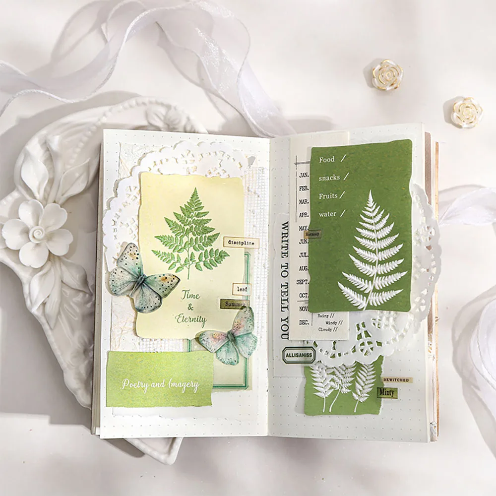 10 sheets Special paper embossed notes, grass and grass poetry notes series, base hand tent collage