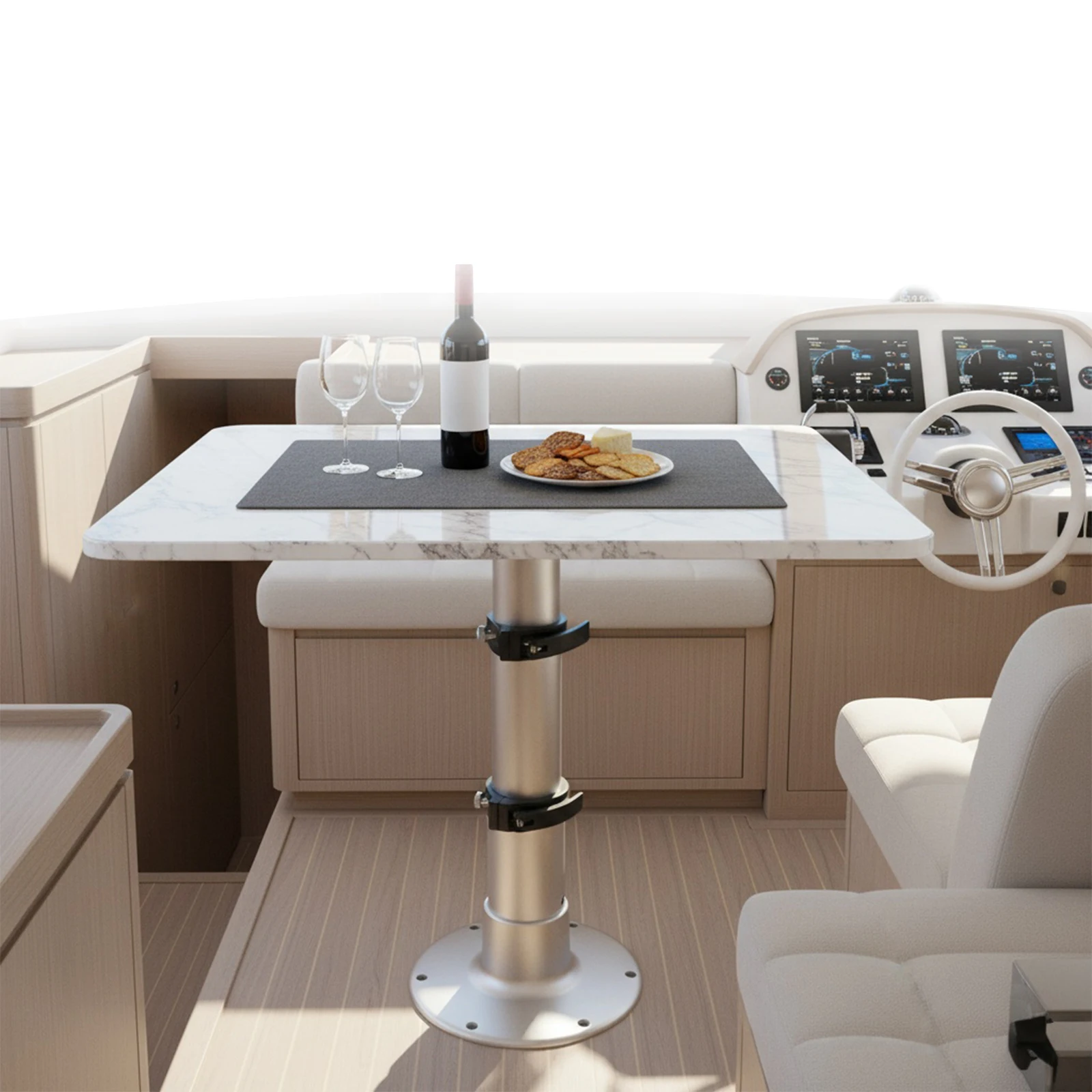 

Versatile Table Pedestal Detachable 3-Level Telescopic Aluminum Alloy 13-28 Inch Height Range with Gas Lift for Boats and Yachts