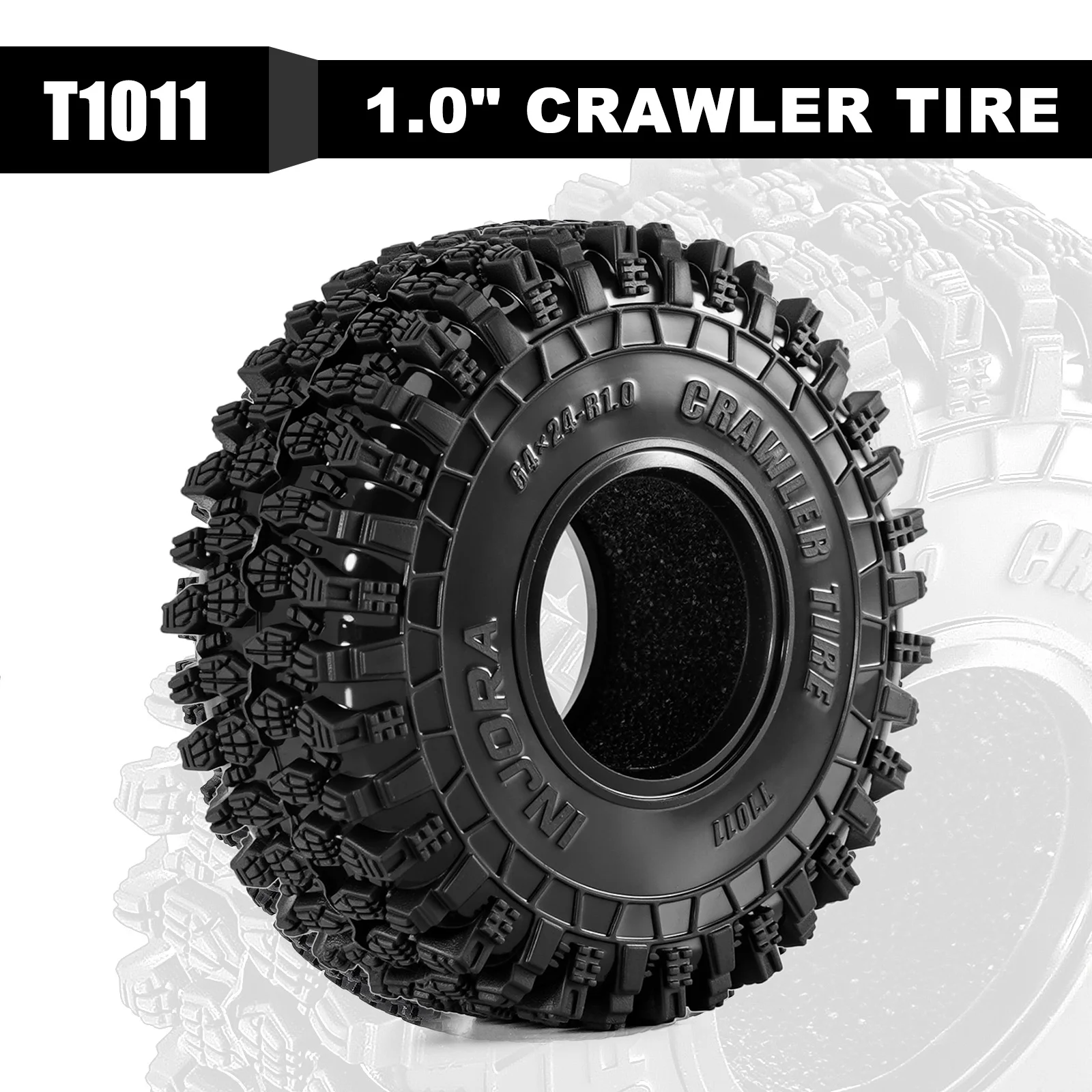 INJORA Super Soft Sticky 1.0 Crawler Tires 64*24mm for 1/18 1/24 RC Crawler Car Axial SCX24 FMS FCX24 AX24 Upgrade (T1011)