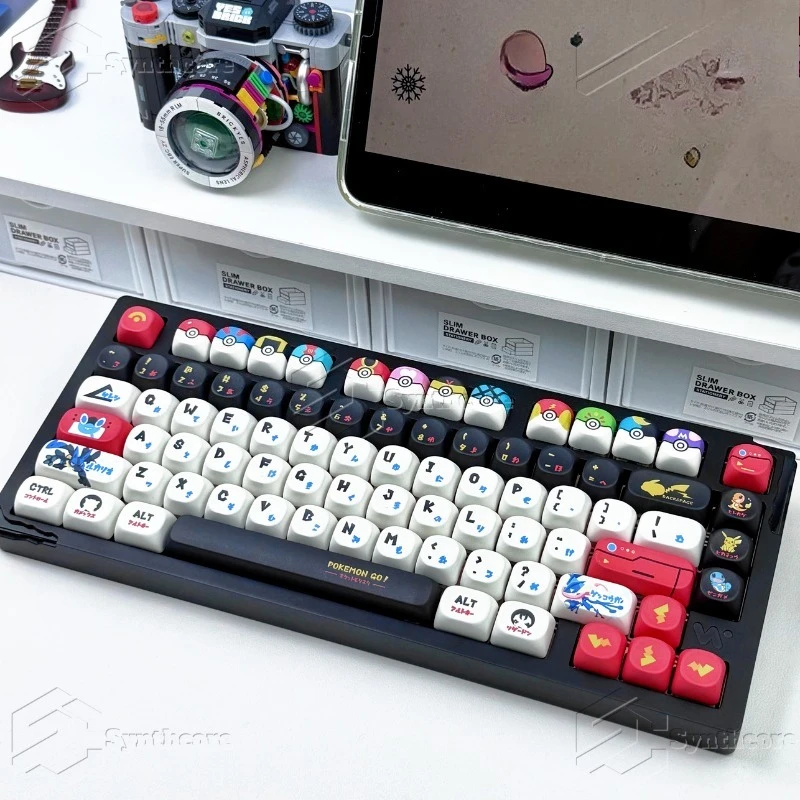 アニメポケモンアニメ-pbt-キーキャップ-5-面昇華フルセット高さ互換性磁気スイッチかわいいメカニカルキーボード
