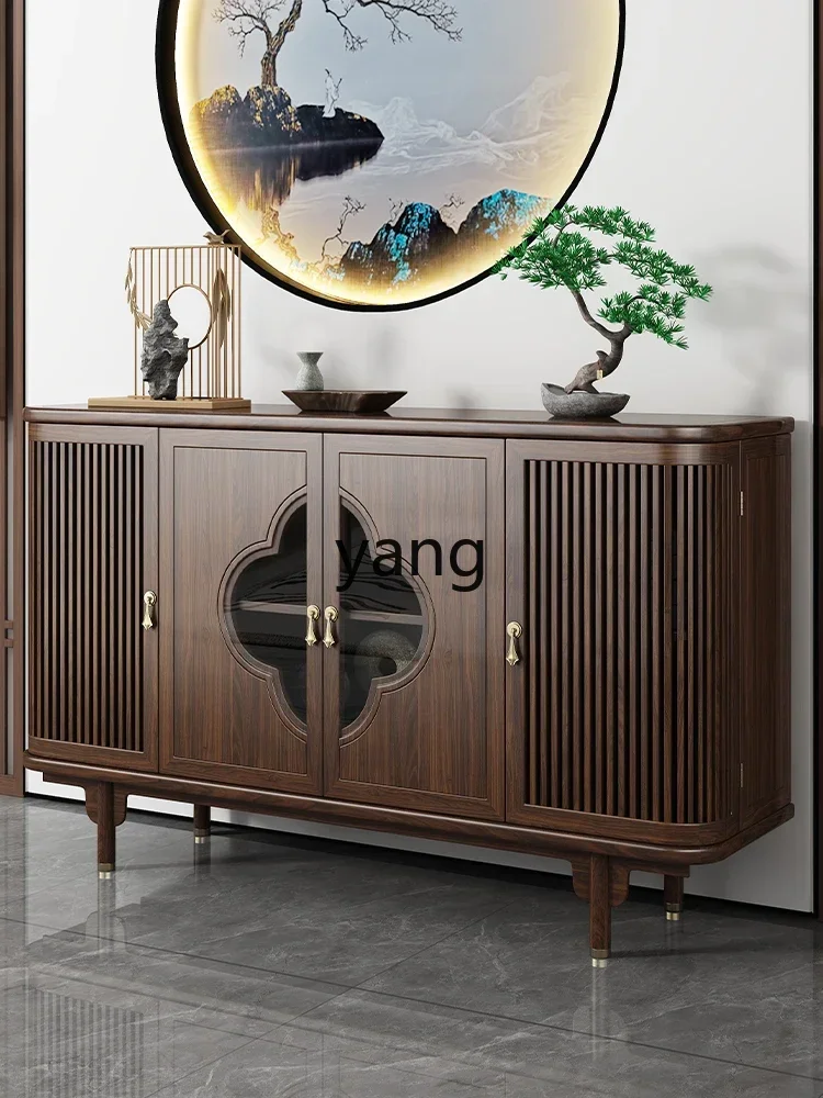 LH new Chinese side cabinet ebony wood locker integrated against the wall household living room tea cabinet