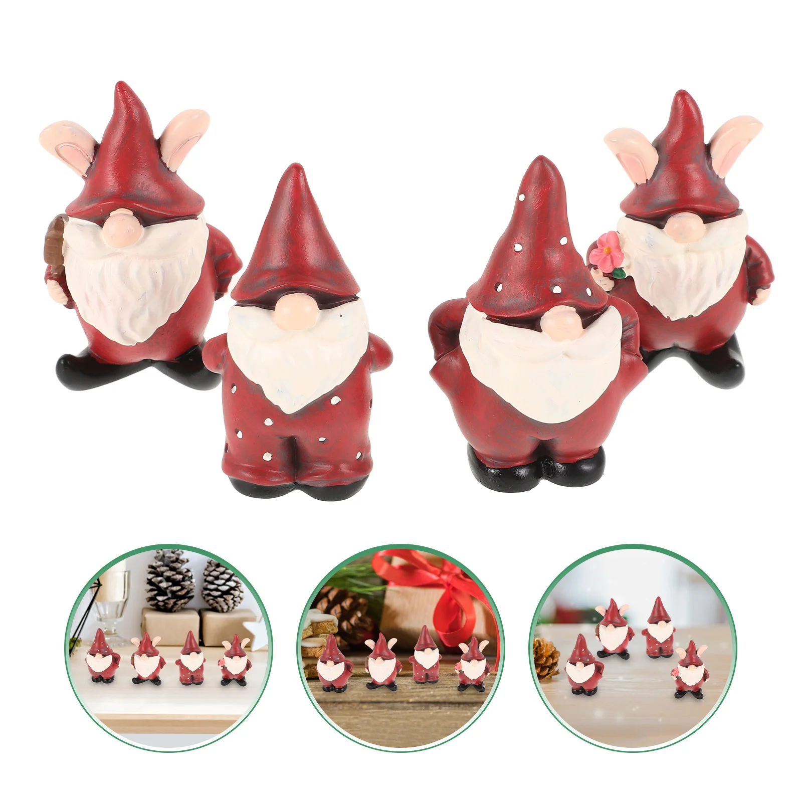 

4Pcs Christmas Resin Gnome Statue Outdoor Garden Decoration Yard Splashproof Holiday Sculpture Gnome Garden Decor