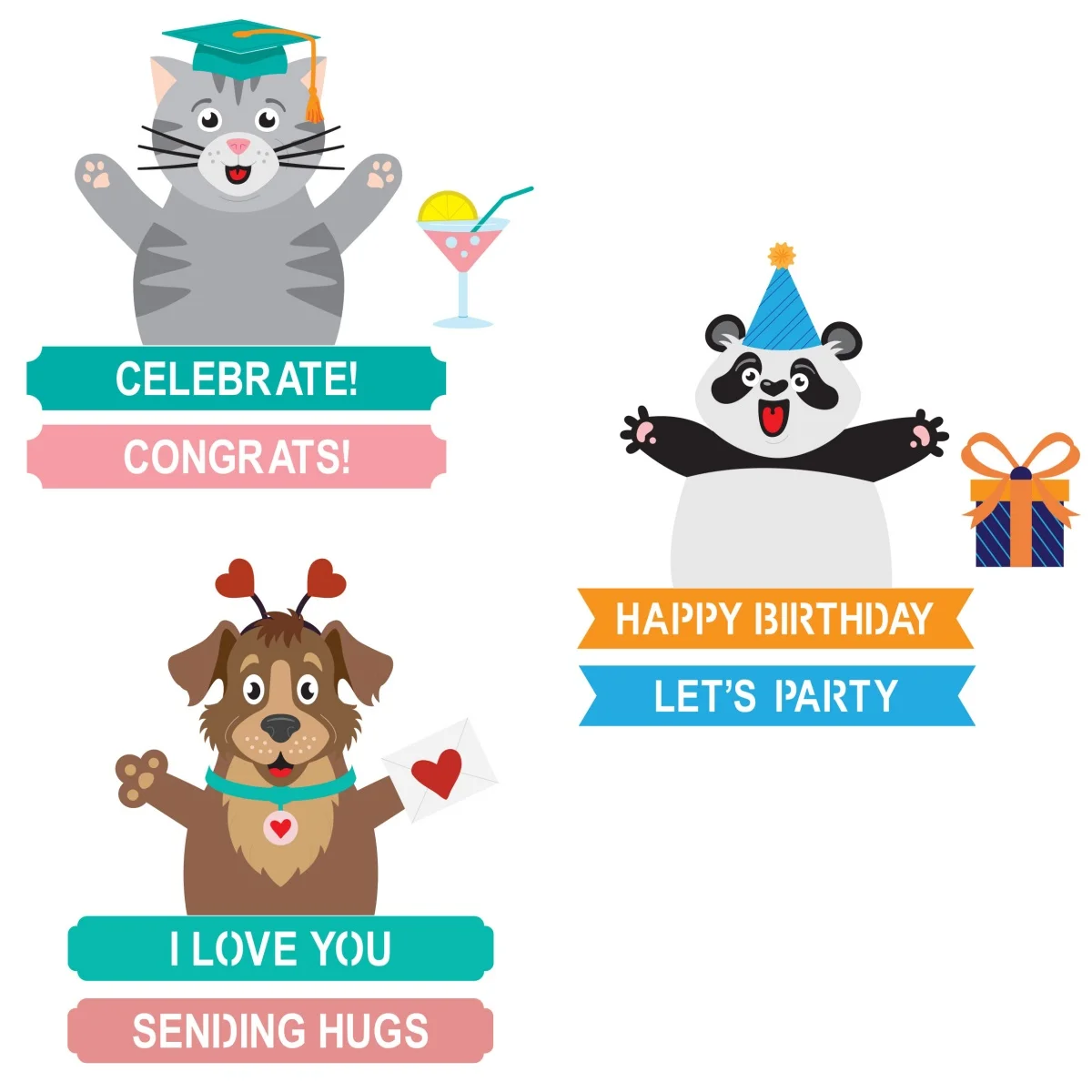 

Craft Clearance Birthday Bear Congrats Cat Dog Metal Cutting Dies for DIY Making Card Scrapbook Embossed Paper Album Craft