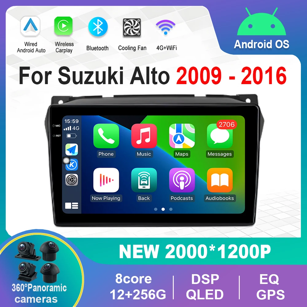 

9 ''автомобильный радиоприемник, мультимедийный плеер, система Android для Suzuki Alto 2009-2016, Раздельный экран, GPS-навигация, Wi-Fi, головное устройство, BT, охлаждающий вентилятор