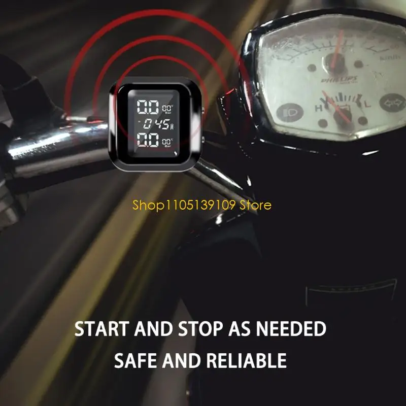 شاشة LCD لمراقبة ضغط الإطارات للدراجات النارية مع تنبيهات قابلة للتعديل وأجهزة استشعار خارجية مقاومة للماء للمركبات ذات العجلتين