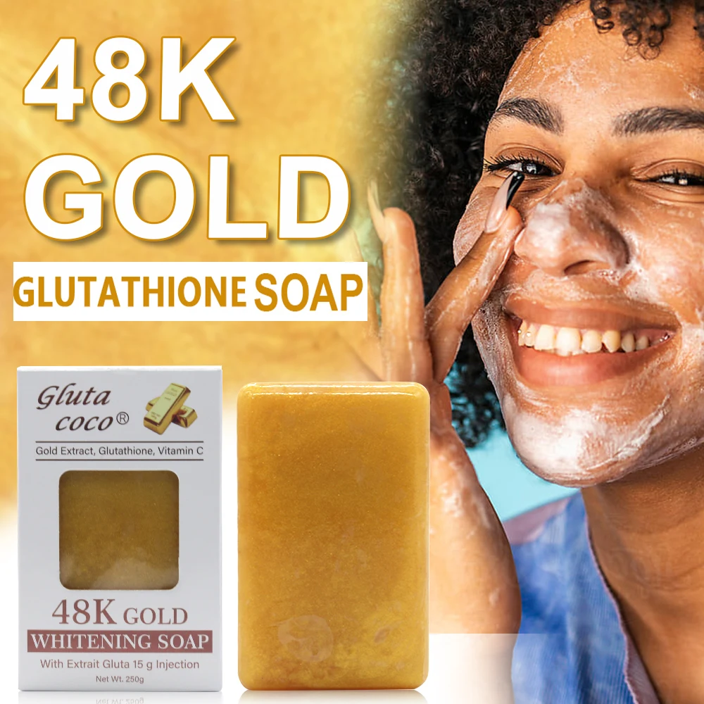 5D Gluta 48K GOLD Glutathion Soap Cleansing Skin Exfoliating Moisturizing Handmade Soap Bath Products for Dark and Caramel