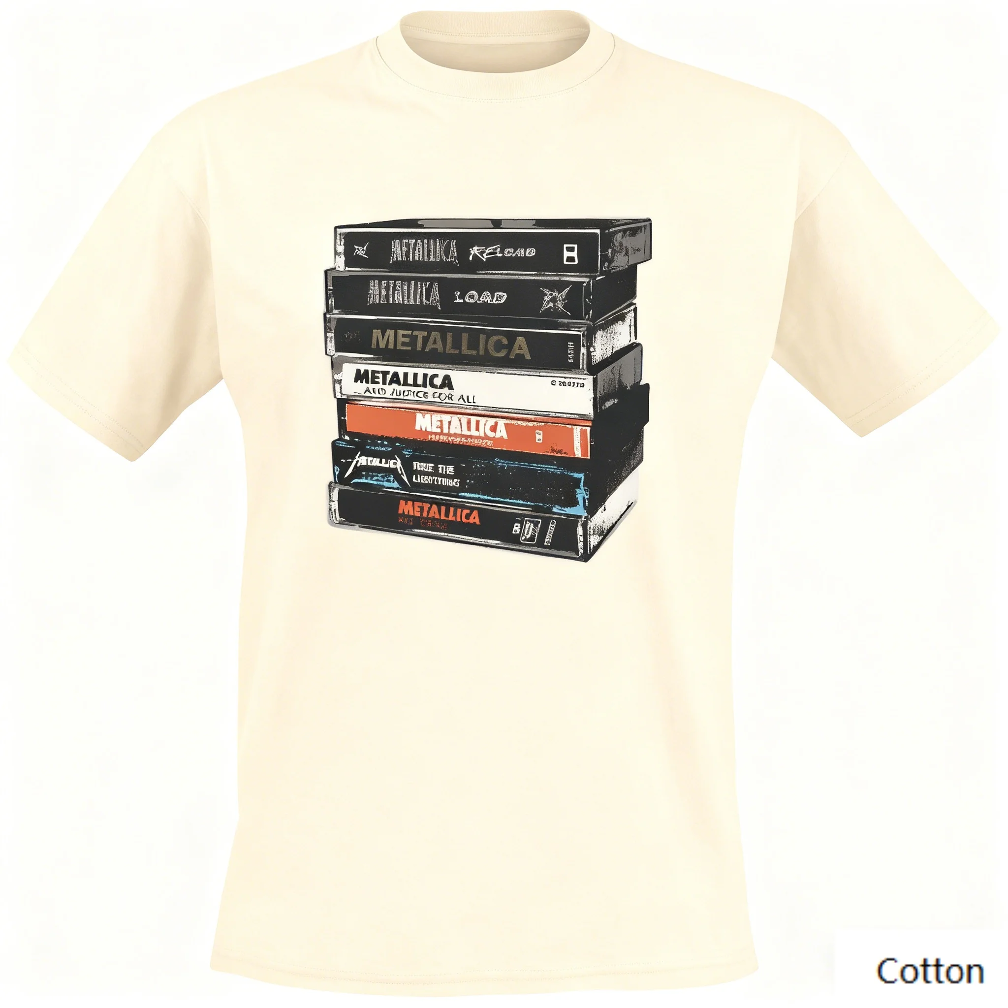 

Metallica Cassette Stack Graphic T-Shirt, Men's Rock Tee, Ideal for Fans Who Like Nostalgic Album Theme & Metal Style