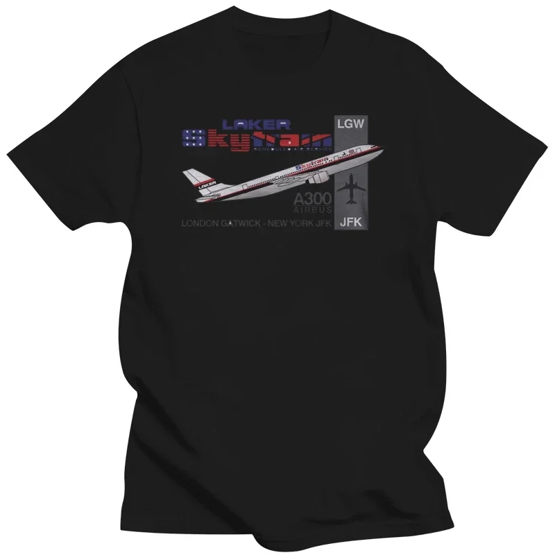 2024 New Fashion Brand T Shirt Fashion Retro Flight - Laker Airbus A300 London - New York Design t shirt making Tee shirts