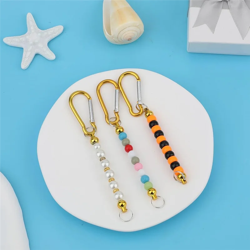 ABEZ 50Pcs Beadable 키 체인 바, 구슬 열쇠 고리 만들기 키트 키 체인 액세서리 참 구슬 DIY 빈 금속 키 체인