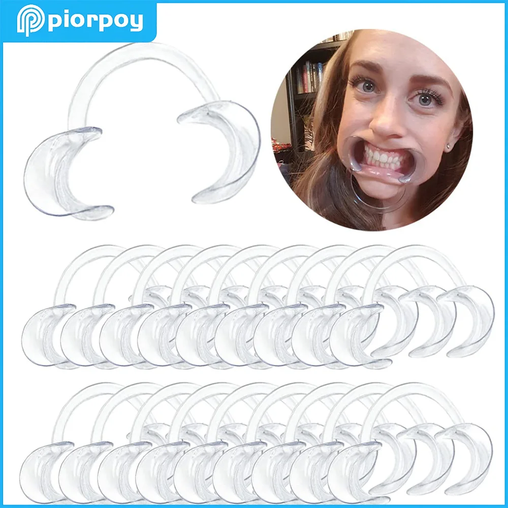 PIORPOY 10Pcs/Bag Dental Cheek Retractor Mouth Opener for Teeth Whitening Clear C-Shape Autoclavable Resistant Dentistry Tools