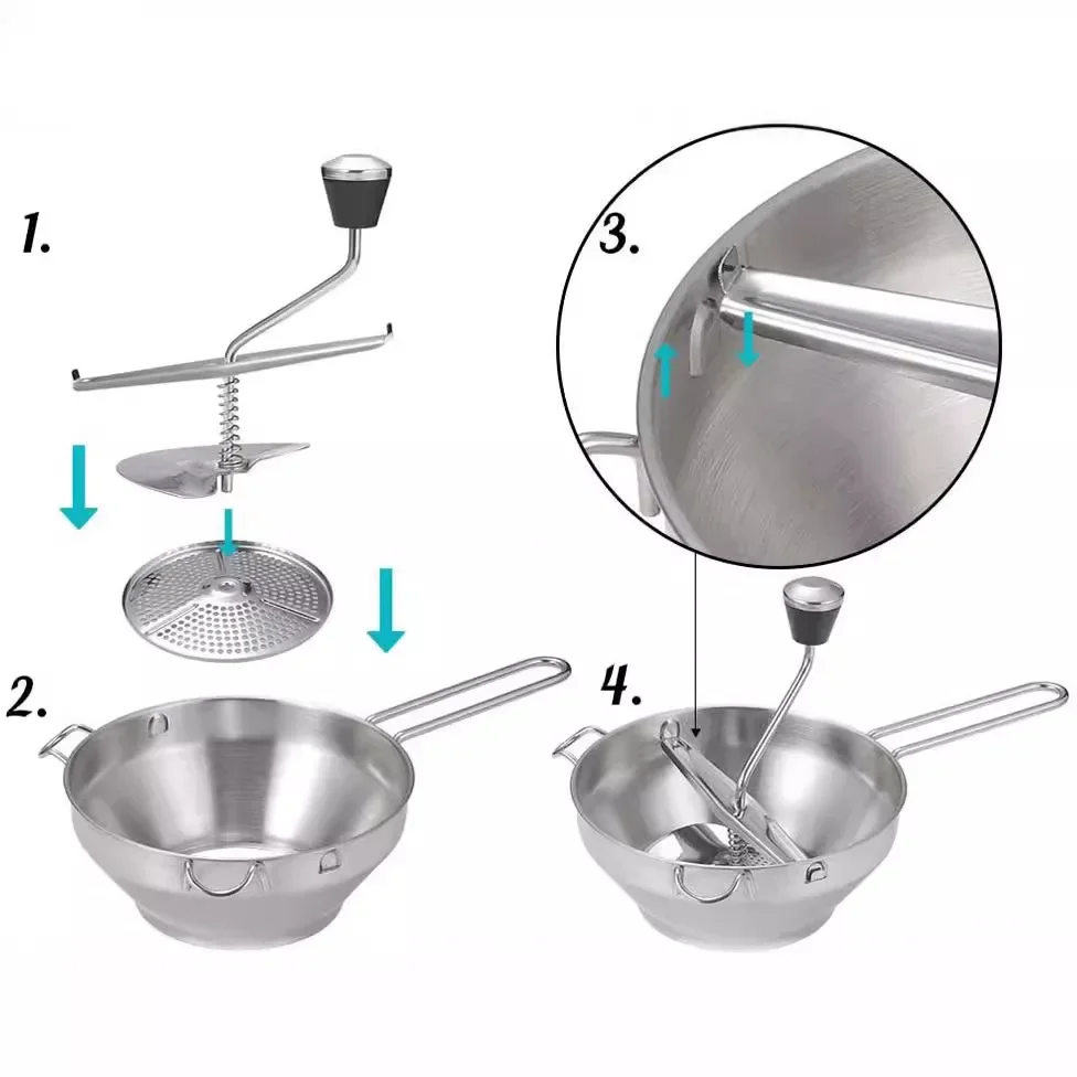 Stainless Steel Food Mixer Jam Mixer Masher Potato Press Masher Potato Press Masher Vegetable and Fruit Grinder