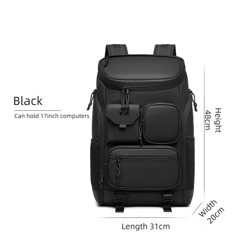Unisex Oxford Cloth Travel Backpack Large Capacity Breathable Solid Color Business Office Commuter Laptop Rucksack