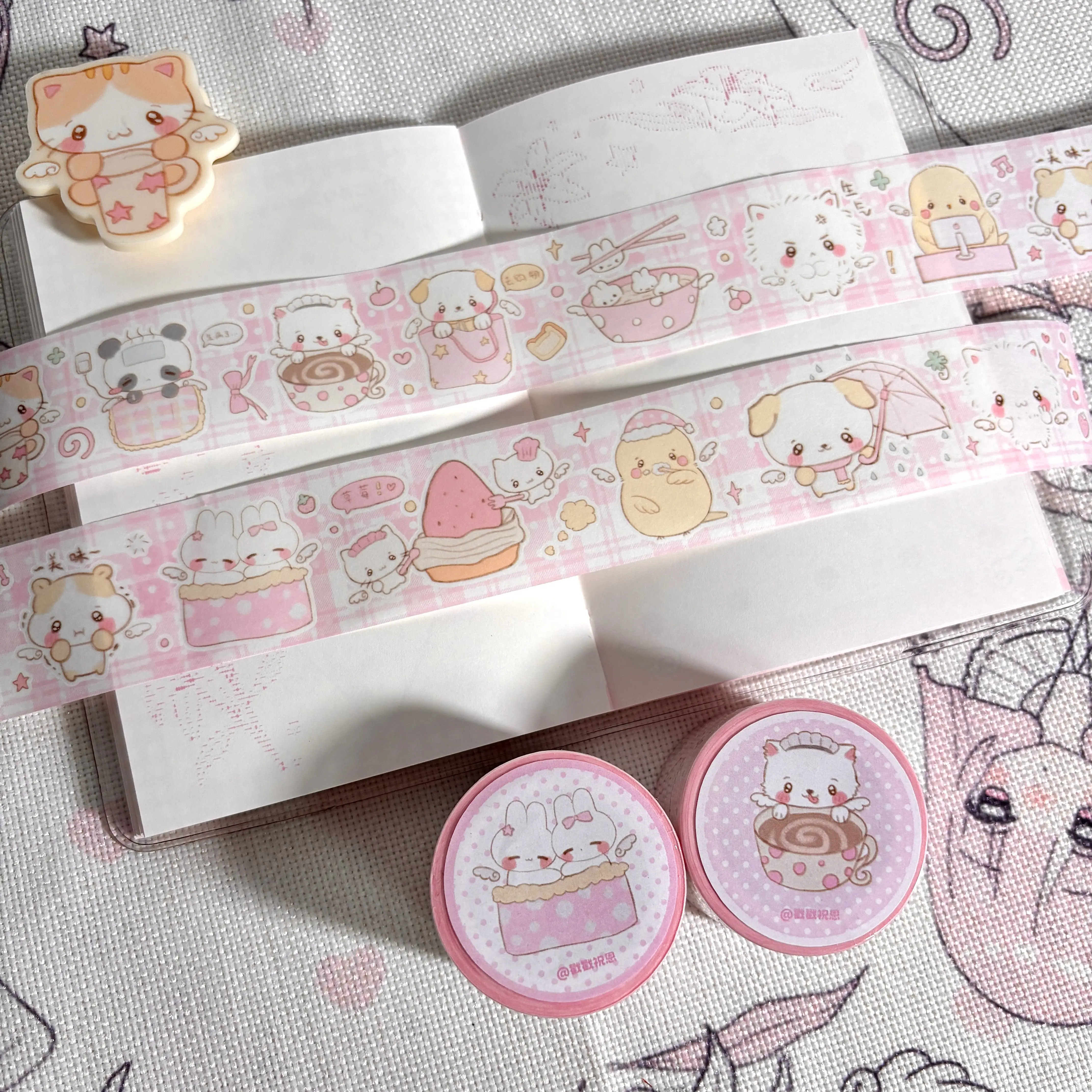Cute Angel Animal Washi Tape Roll, Special Oil Korean Style Sticker for DIY Journal Scrapbooking Decor
