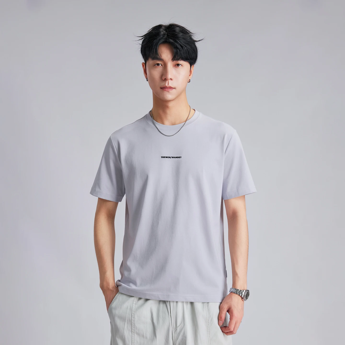 Men Minimalist Letter Print Short Sleeve T-Shirt Summer Crew Neck Loose Breathable Versatile Commuter Ins Style Casual Top