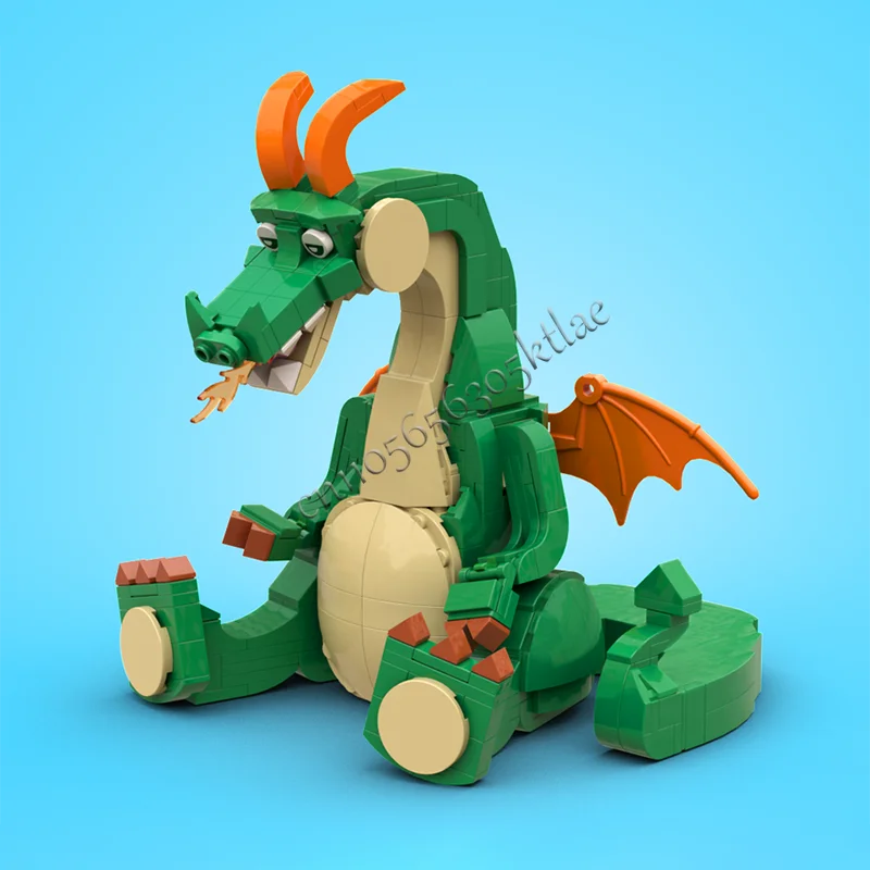 458 قطعة MOC الإبداعية الأخضر لطيف النار التنفس التنين اللبنات نموذج التعليمية لتقوم بها بنفسك تجميع لعبة للبنين هدية عيد ميلاد