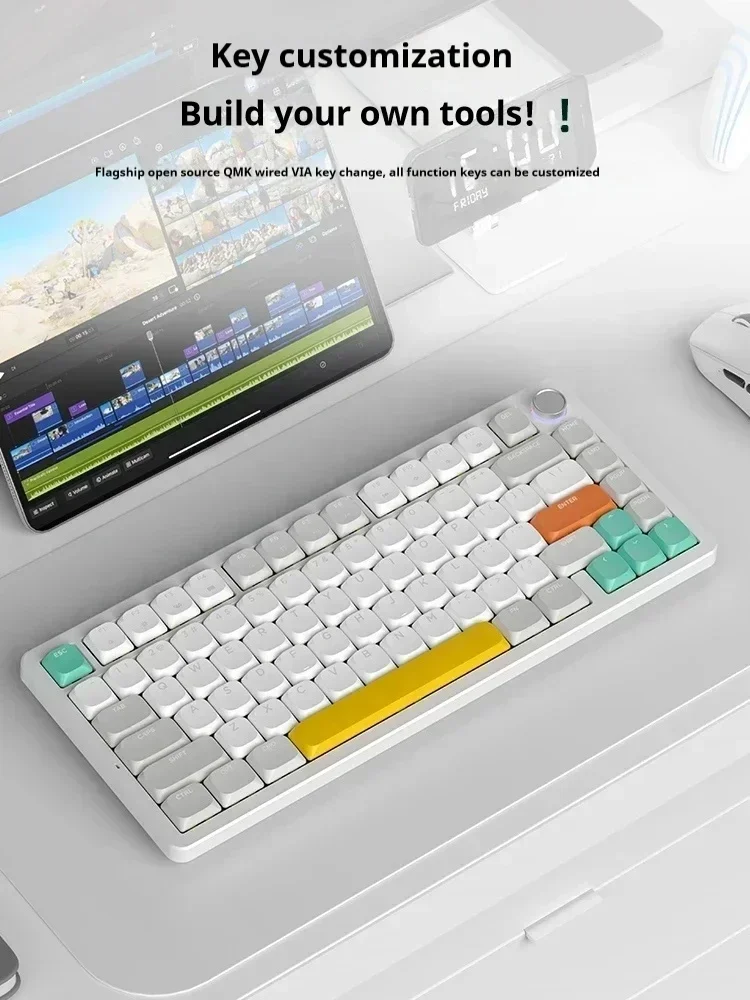 Imagem -02 - Colorreco-teclado Mecânico sem Fio Office Gamer Hot Swap Bluetooth Personalizado Mac Mac Mac Modo A75 81key 2.4g