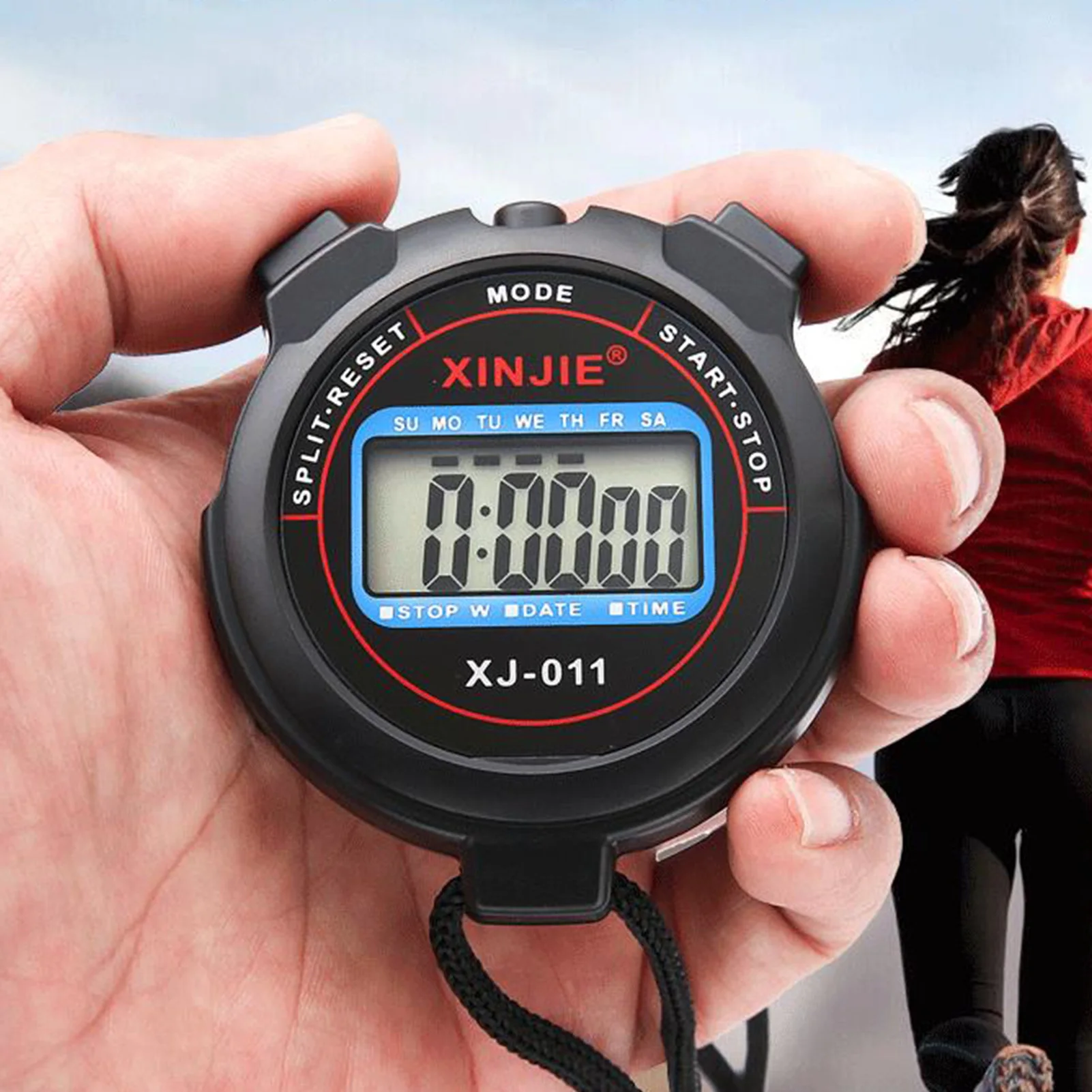 Sport Stopwatch Timer Atleet Scheidsrechter Timer Draagbare Waterdichte Fitness Timer Met Datum Display Wekker En Klok Voor Fitness