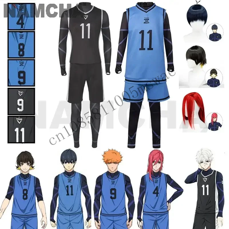 Blue Lock Anime Cosplay Costume Isagi Yoichi Nagi Chigiri Rensuke Kunigami Bachira Megur Jumpsuit Football Club Sportswear Wig C