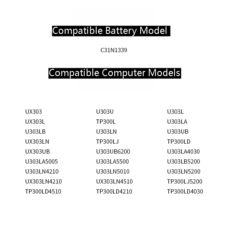 100% ใหม่ 11.31V 4200mAh คุณภาพสูงแบตเตอรี่แล็ปท็อป C31N1339 สำหรับเอซุส เซนบุ๊ค Q302L Q302LA Q302LD UX303/L/LA/LB/LN/LNB/UA/UB