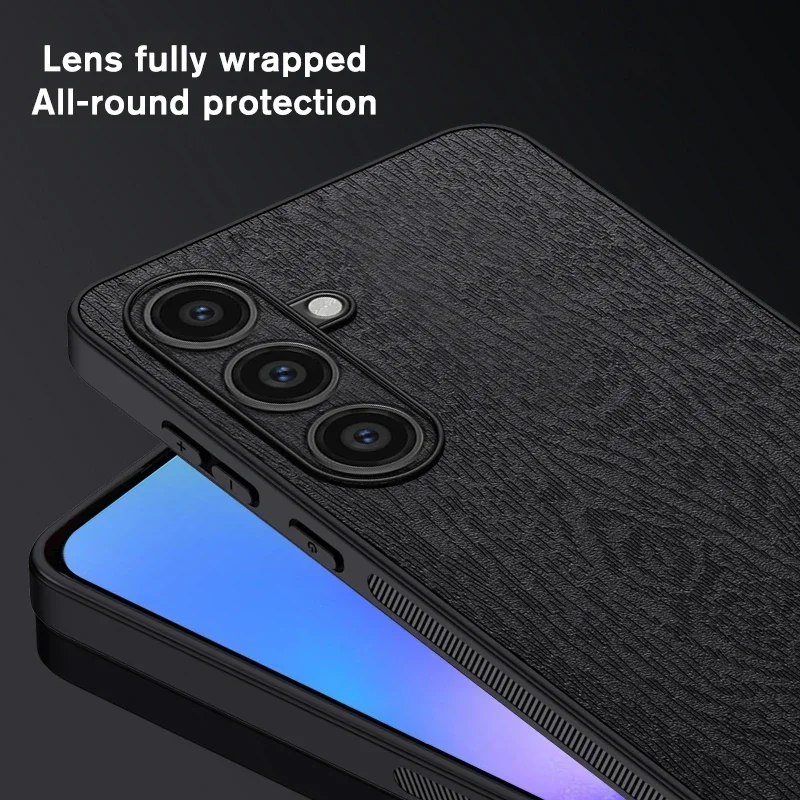 Back Shell Tree Leather Pattern Phone Case for Samsung Galaxy A55 A35 A25 A15 A05 A05S M55 4G 5G Soft Frame Protect Case