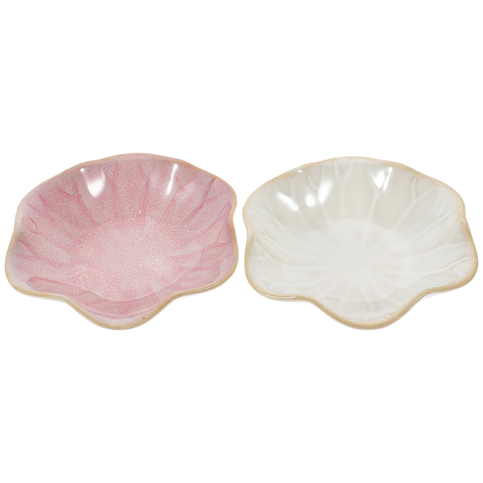 

2Pcs Elegant Ceramic Jewelry Tray Lotus Flower Unique Design Ring Storage Dish Coffee Table Jewelry Holder Ring Holder