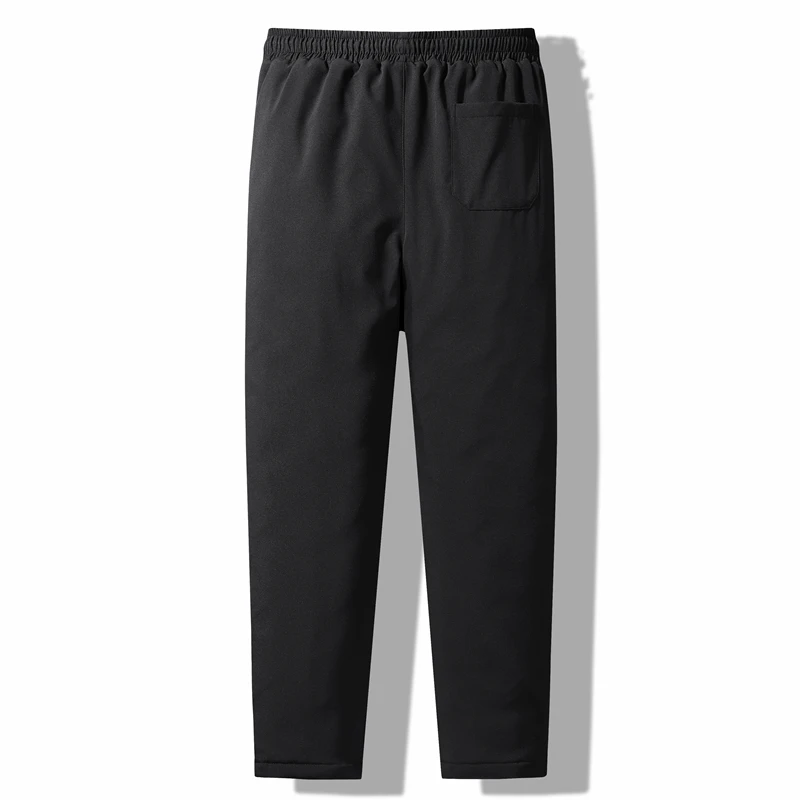 Winter Mens Casual Big Trousers Men Solid Thick Warm Jogger Fleece Pants Lace-up Cotton Pant Male Plus Size 5XL black