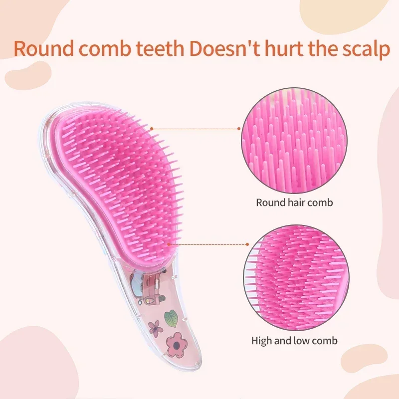 Children\'s Hair Smoothing Comb Anti-static Massage Hair Brush Tangle Detangle Shower Massage Hairbrush Comb Salon Hair Styl Tool