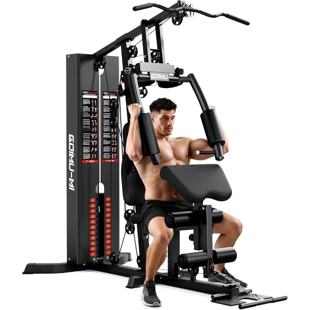 Home Gym, M1 Workout Station with 140LBS Weight Stack, Multifunctional Home Gym Equipment with Pulley System for Full Body Stren