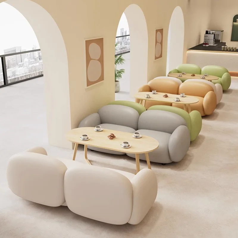 

New Online Red Milk Tea Shop Sofa, Dining Table, and Chair Baking Dessert Shop Leisure Card Seat Sofa, Cafe, Table and Chair