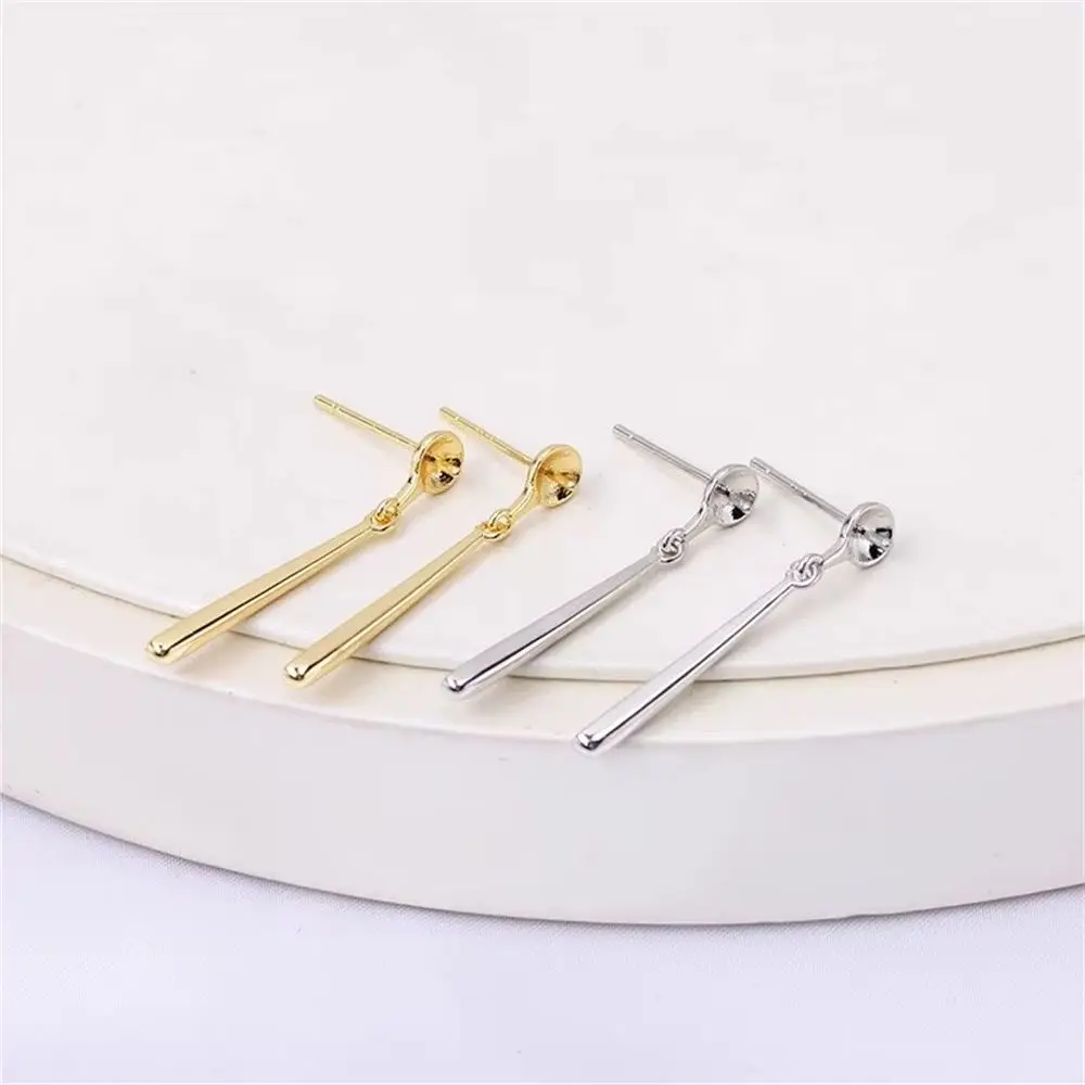 14K Gold Pearl Stud Earrings Setting Base Simple Fashion Handmade DIY Jewelry Making Findings 19 Style Temperament