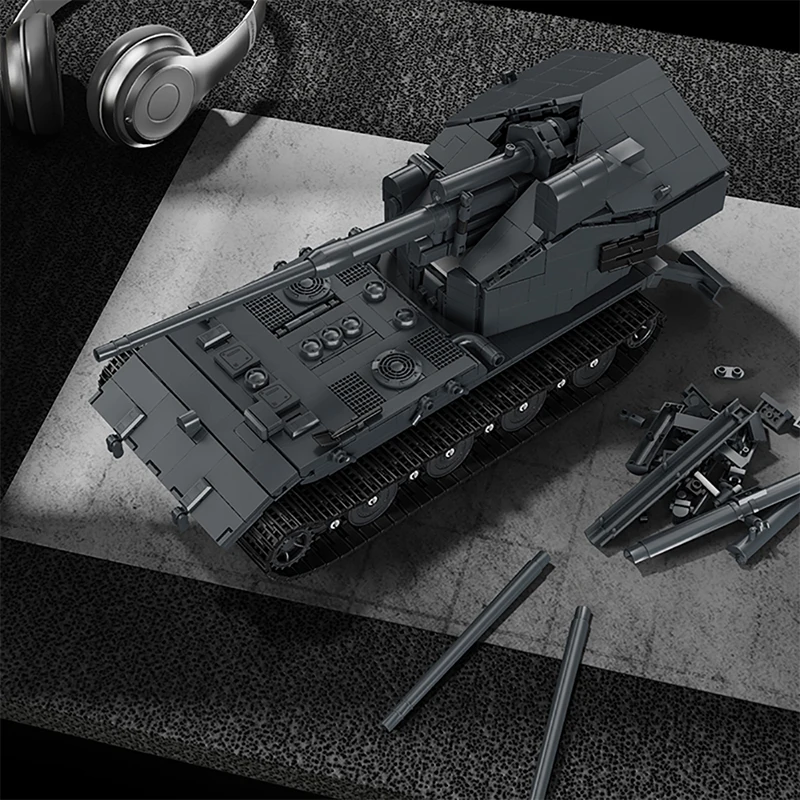 2036 Uds. Bloques de construcción de tanque Waamarager E-100 1:28 modelo de vehículo blindado pesado con 5 figuras de juguete para niños regalos