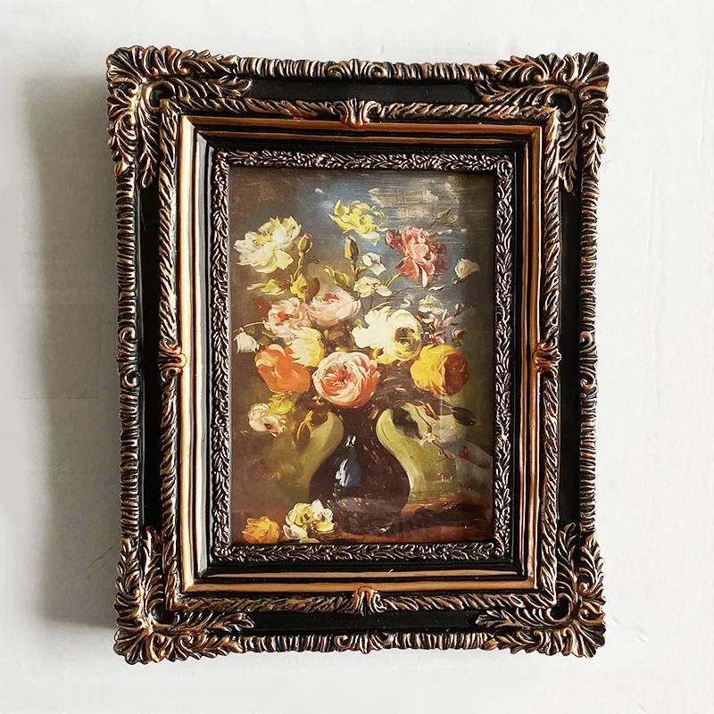 

Mutihome European Retro Vintage Black Gold-plated Resin Photo Frame Room Decoration Photo Frame Picture Frames Home Decor Items