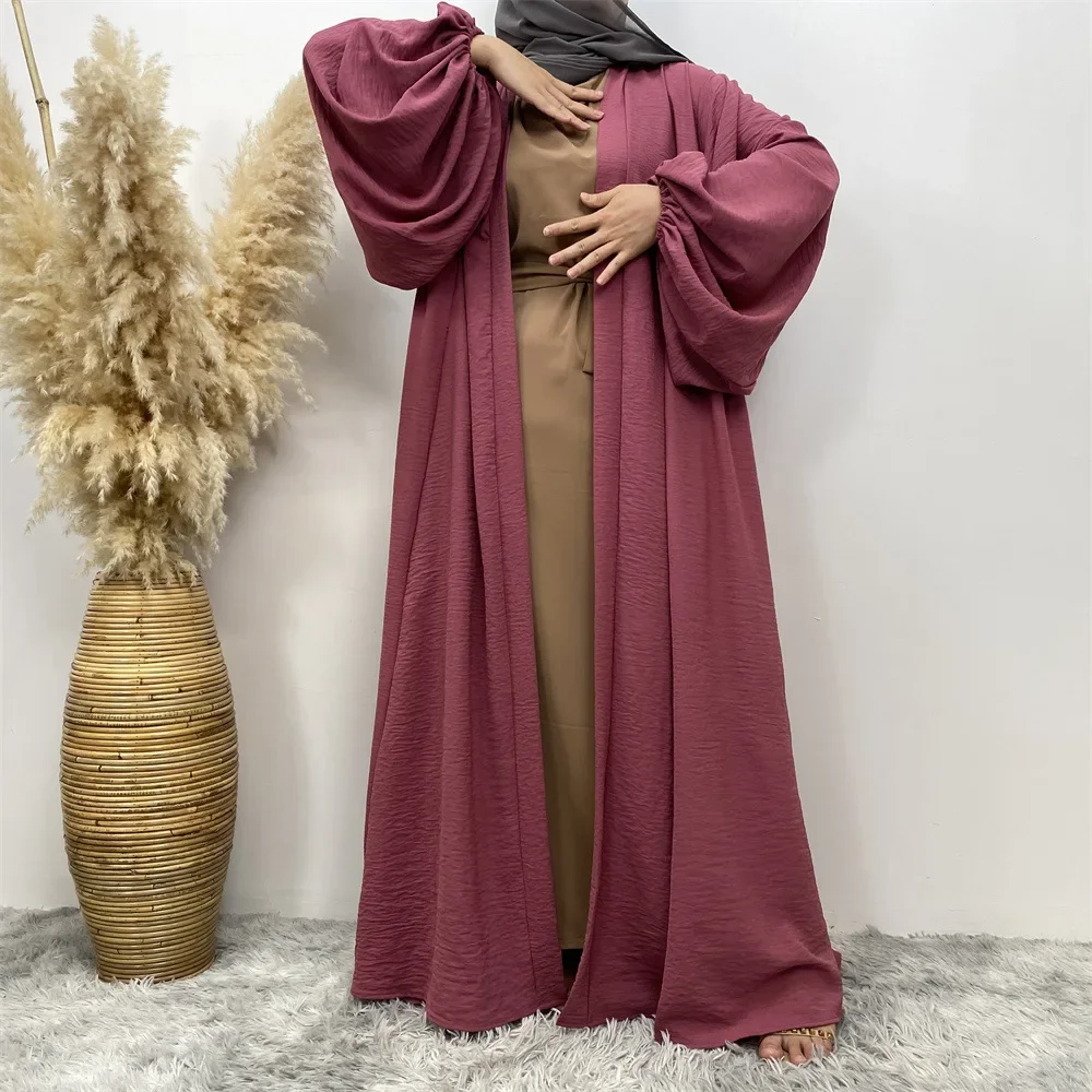 

New Kaftan Dubai Open Abaya Turkey Islam Dress Muslim Women Kimono Eid Black Long Robe Marocain Caftan Kimono Cardigan Jalabiya