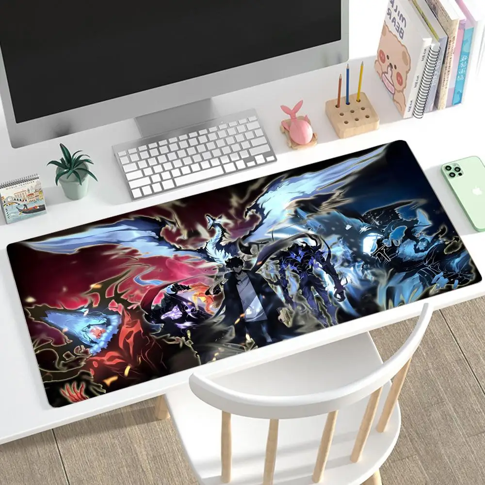 Hot-blooded anime S-Solo Leveling-G  Mouse Pad Razers Rubber Mouse Pad Large Locking Edge Anti-Slip E-Sports Dirty-Resistant Off