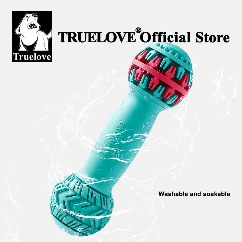 Truelove Pet Super Durable Leak-proof Treat Dispenser Dog Toy Dumbbell Slow Feeder IQ Training Playing Teething Dog TLT2606