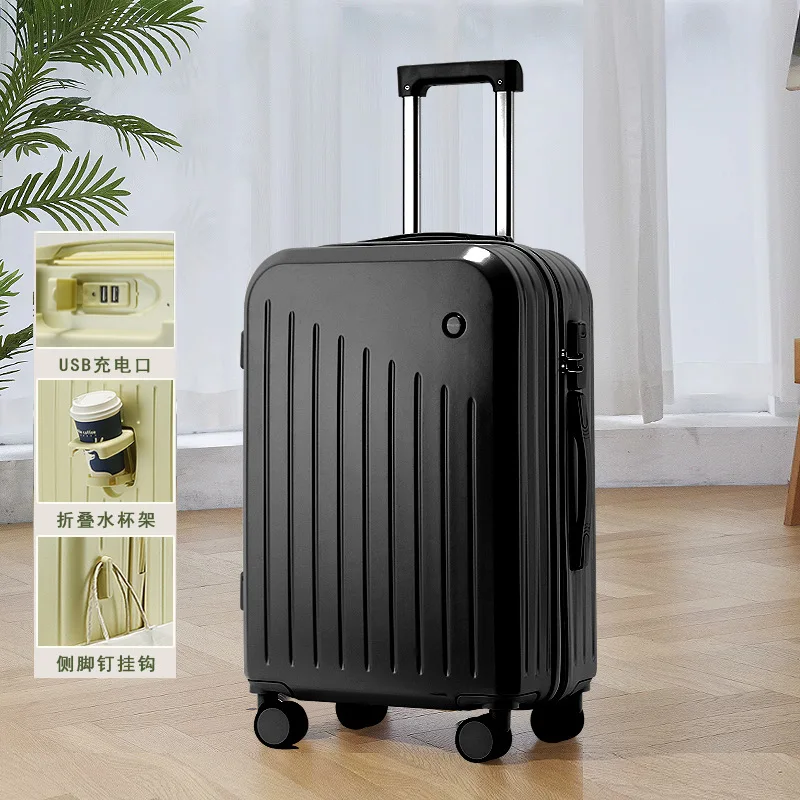 20/22 Inch Suitcase Boarding Multifunctional Travel Suitcase Student Password Trolley Case Rolling Luggage Bag with Cup Holder