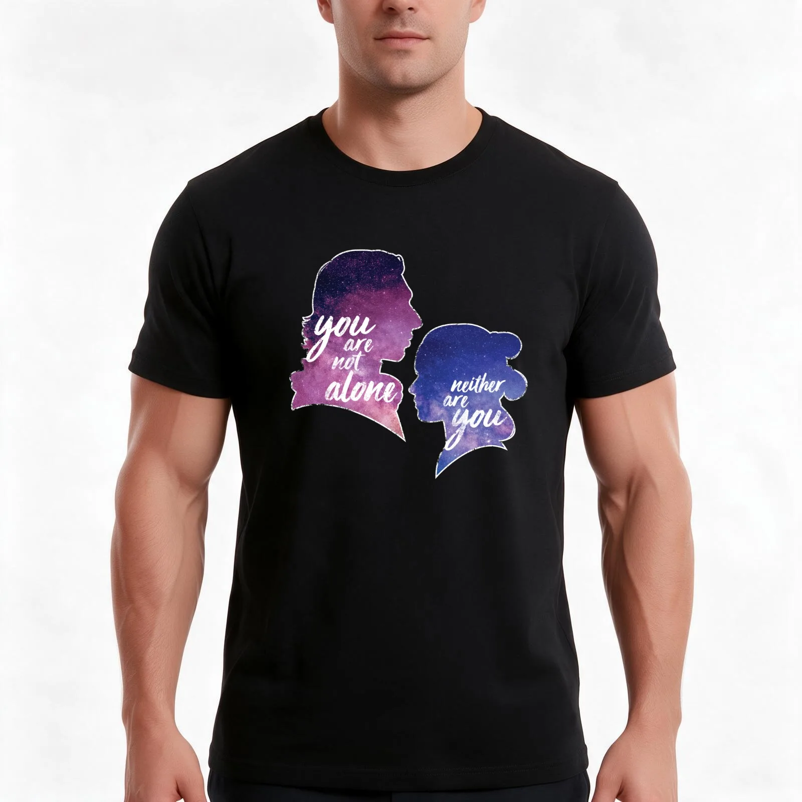 Reylo Outlined | You are not alone - Neither are you T-Shirt, Summer Casual Cotton Tee, Oversized Streetwear Tops, 100% Cotton