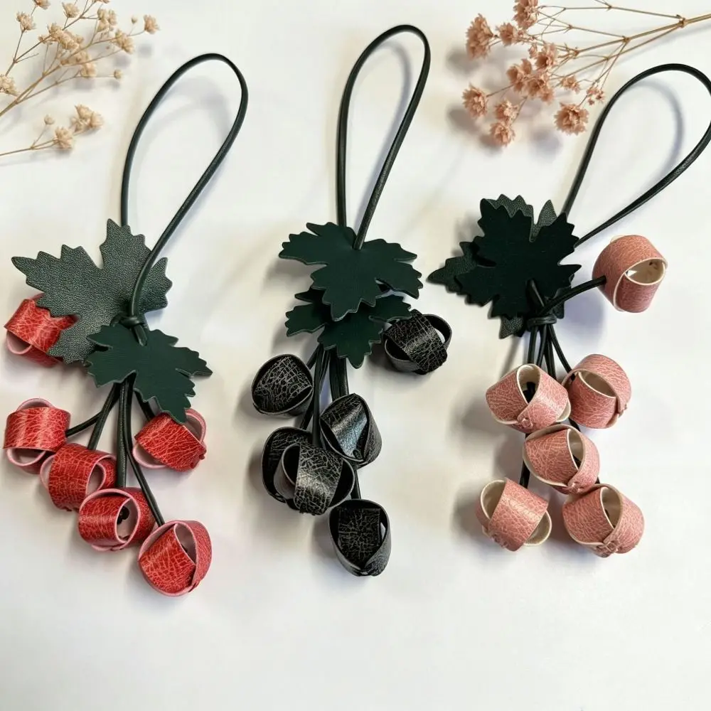 Key Chain Grape Shape Leather Pendant Weave Hanger Grape-shaped Skewer Keychain Fashion Handmade Pu Fruit Bag Charm Men