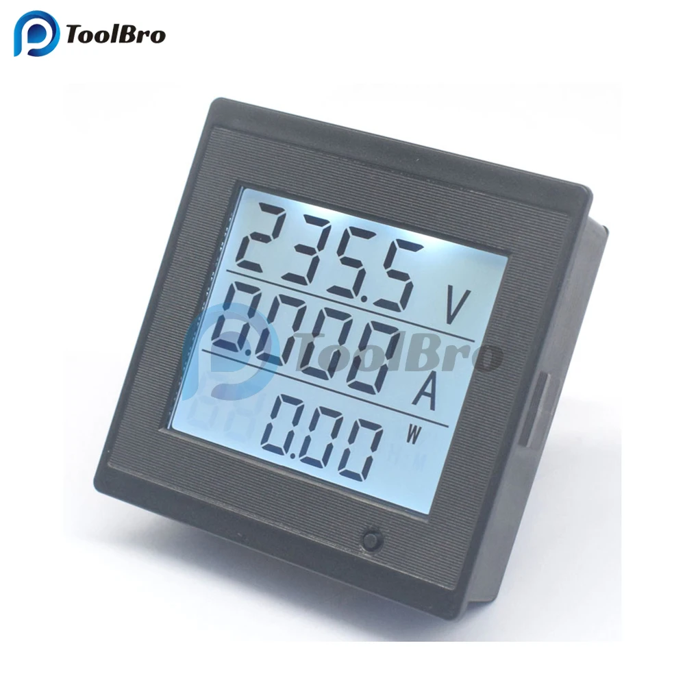 AC 80-300V 0-20A Digital Voltmeter Ammeter Wattmeter Time Frequency Power Energy Consumption Tester Monitor Detector with Alarm