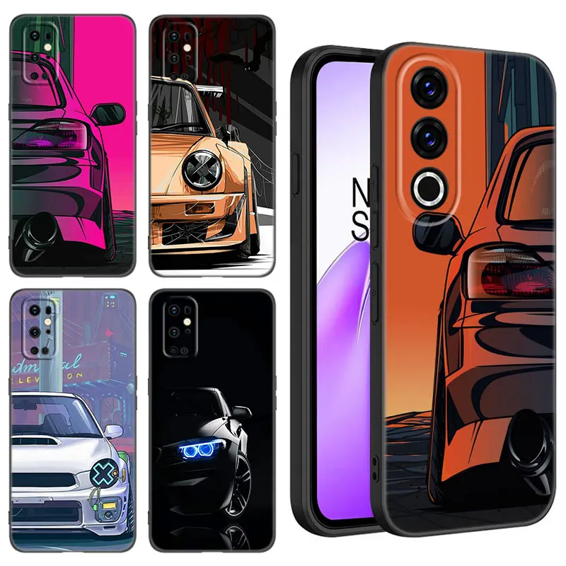 Cool Sports Car Black Silicone Phone Case For OnePlus 10R 11R 12R ACE 2 3 Pro 2V 3V Nord CE 2 3 4 Lite N10 N20 N30 SE 5G