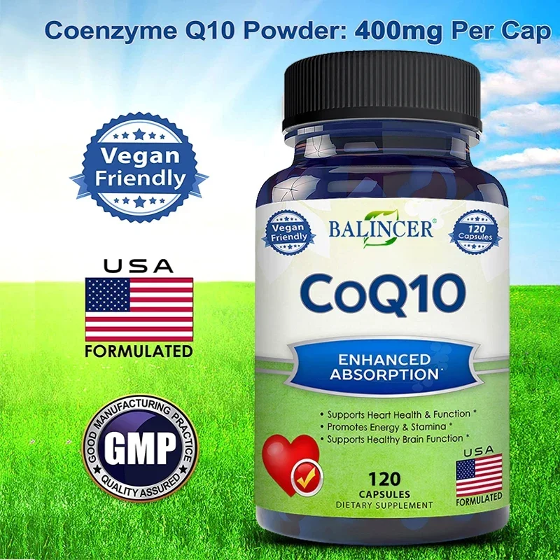 Organic Ultra High Absorption COQ10 Coenzyme Q10 Vascular and Heart Health Blood Pressure Balance Support Energy Brain Function