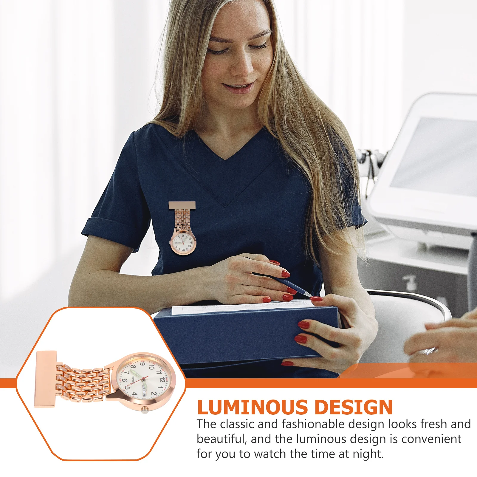 

Premium Nurse Pocket Durable Luminous Easy Retract Accurate Stylish Clip-On Lapel Hanging Watch For Doctor Nursing Badge Pocket