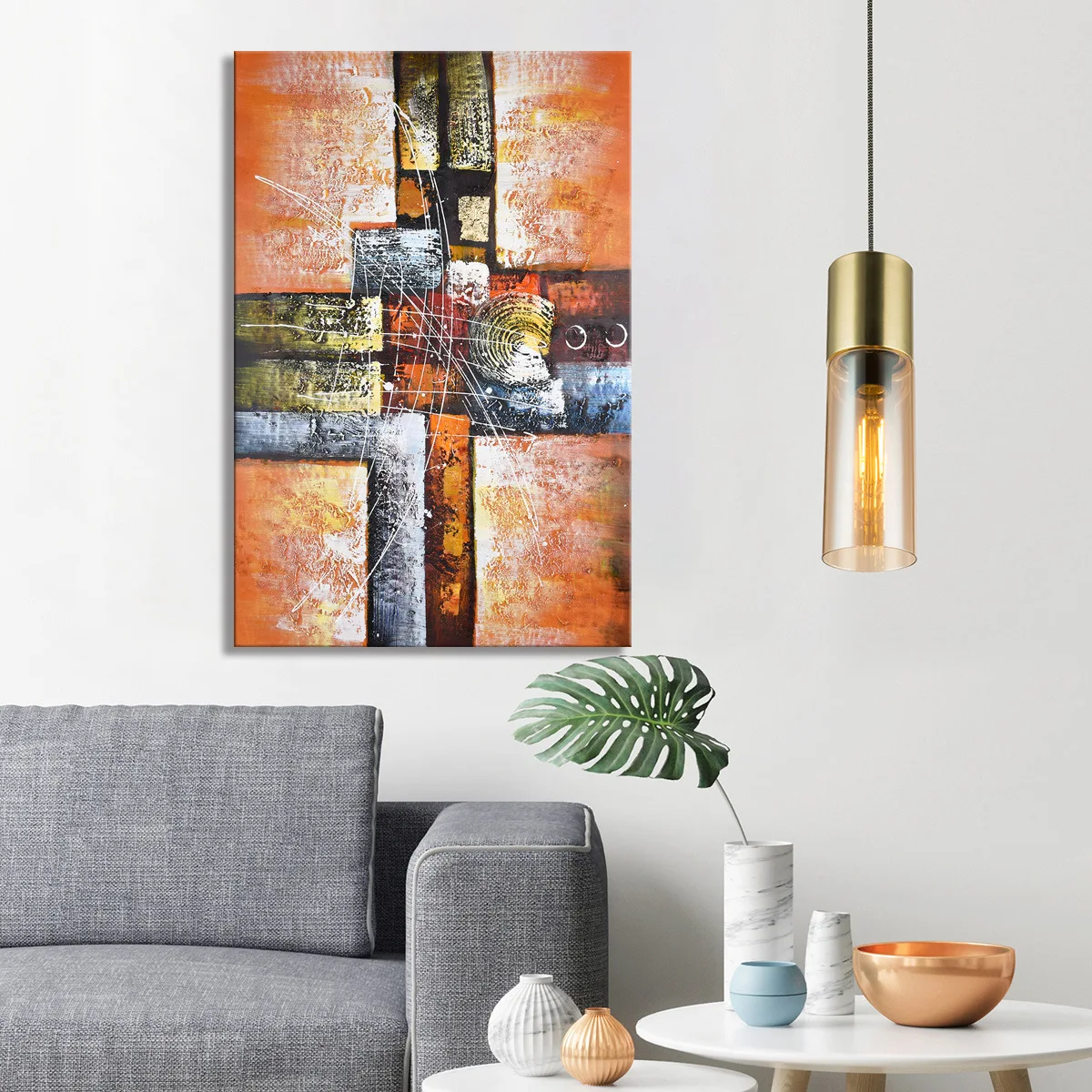 

Modern Geometric Canvas Hand Painted Oil Painting On Canvas Vertical Wall Art Painting For Home Decoration Hanging Painting