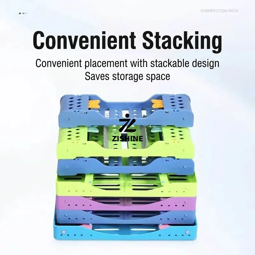 Dental Instrument Sterilization Cassette Tray Autoclave Disinfection Rack Box with Silicone Clips for 5 7 8 10 Instruments