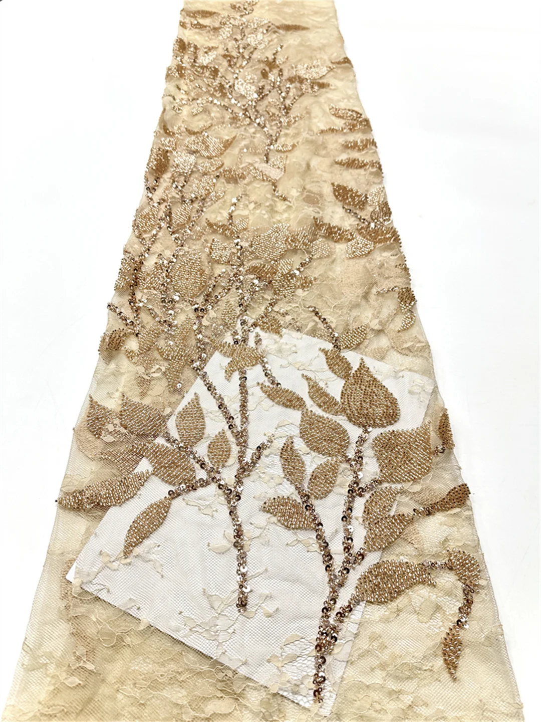 Nigerian Sequins Net Lace Fabric 2026 New High Quality African Beads Fabric Lace French Tulle Lace For Women Wedding Dress Party