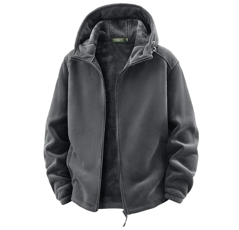 

Men's Winter Thick Warm Fleece Jacket, Autumn Casual Hooded Coat, High Quality Comfortable Versatile Outerwear