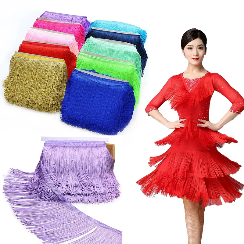 10 Yards 15cm Long Lace Polyester Fringe Decorative Belt Sewing Dress Latin Stage Curtain Clothes DIY Accessories