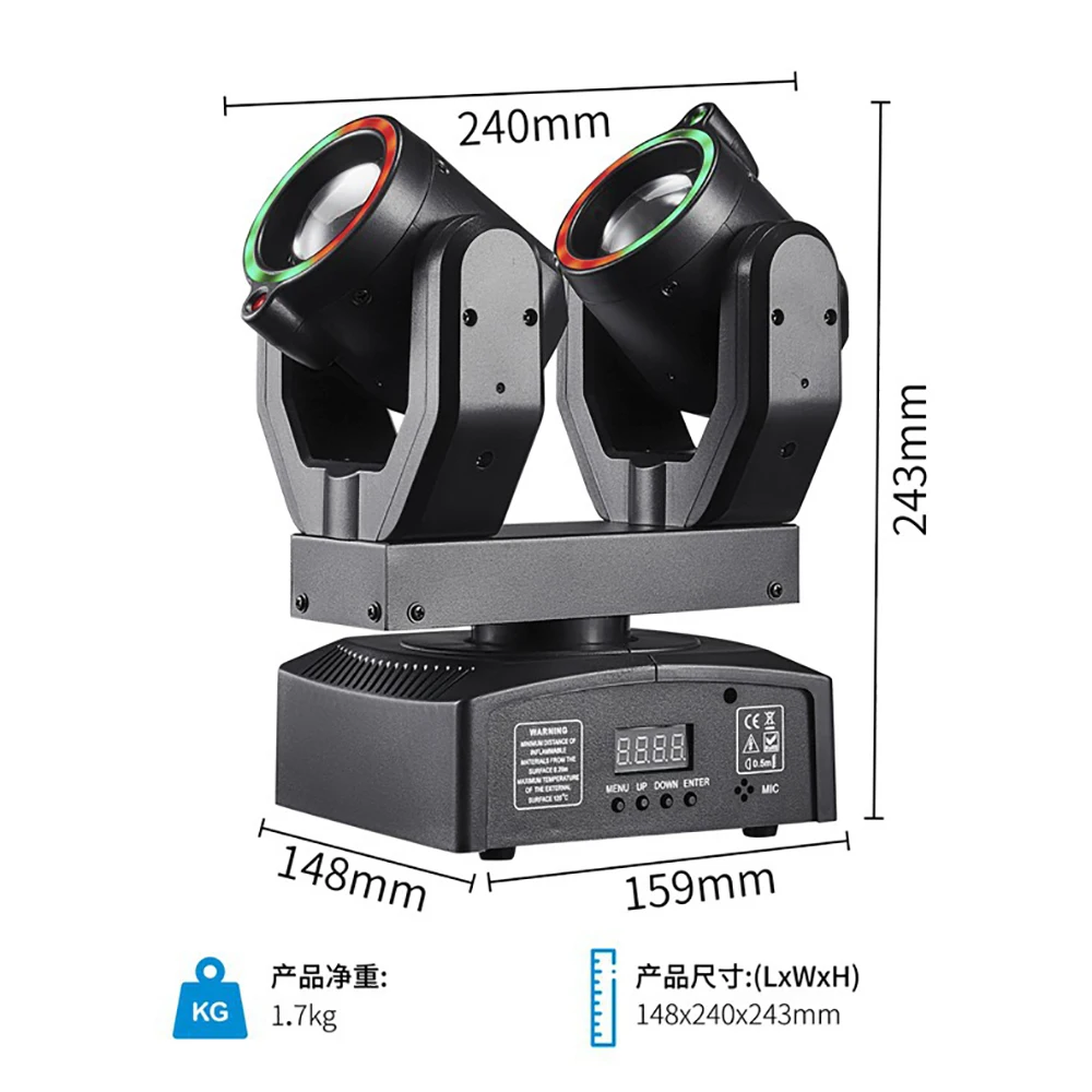 New Double Head Moving Head Beam Light With Aperture Remote Control DMX512 DJ Disco Bar Christmas Birthday Party Effect Light